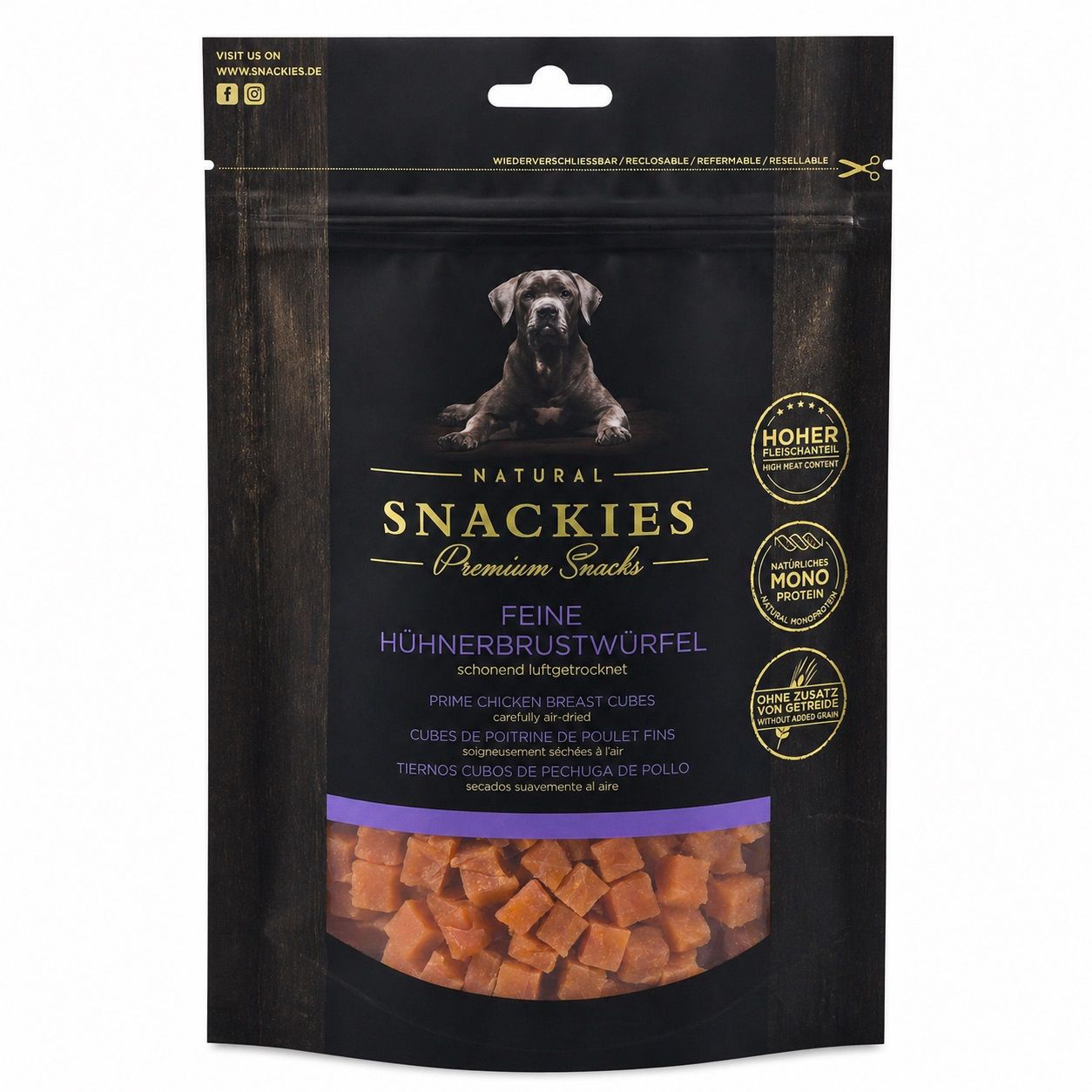 SNACKIES Hühnerbrustwürfel - Trainings-Snack für Hunde