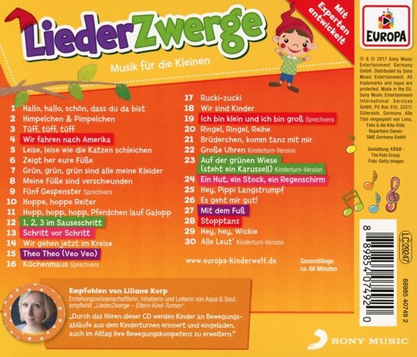 LiederZwerge-Lieder aus dem Eltern-Kind-Turnen