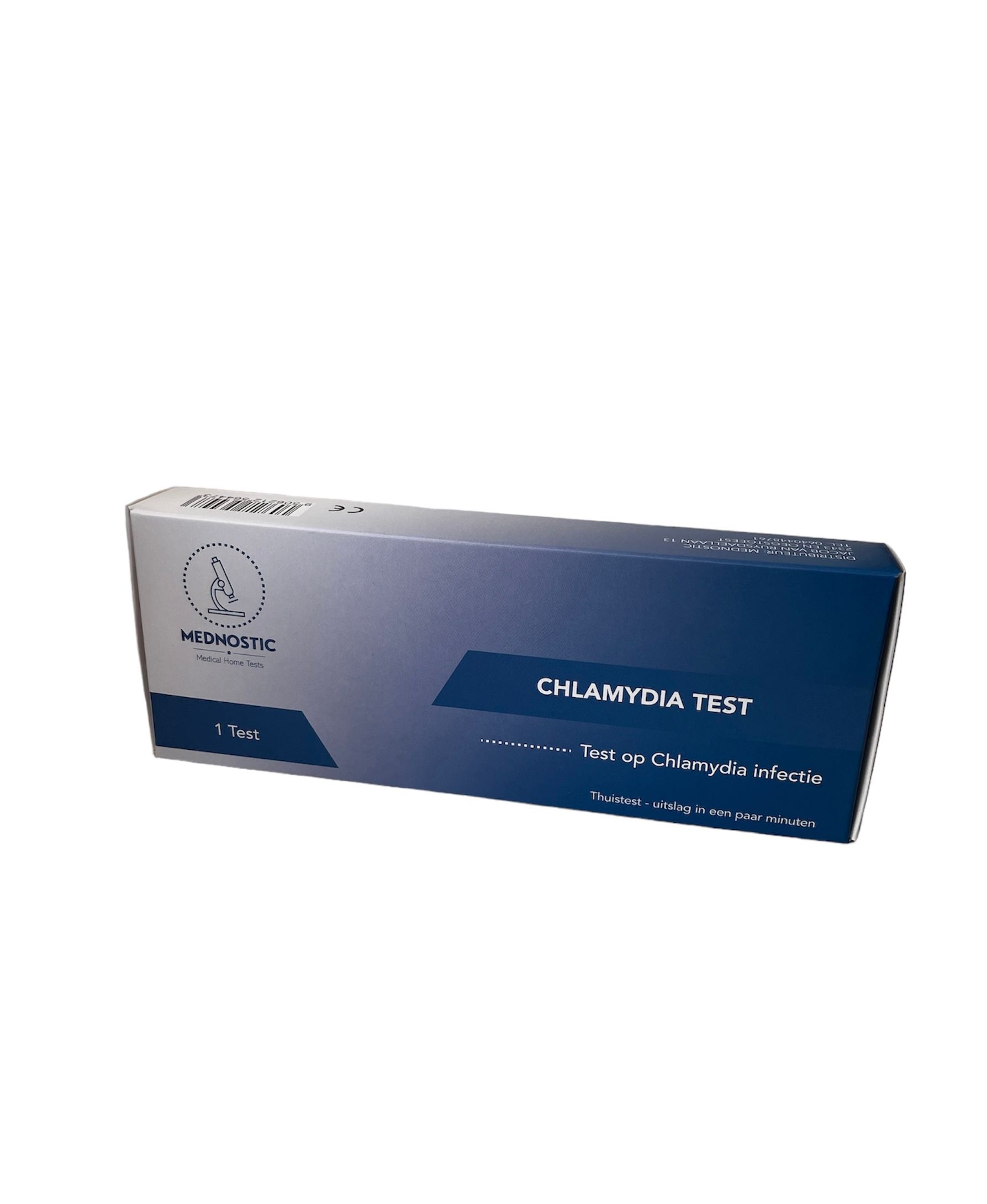 Mednostic Chlamydien Schnelltest Verpackung mit Mikroskop-Logo und CE-Kennzeichnung.