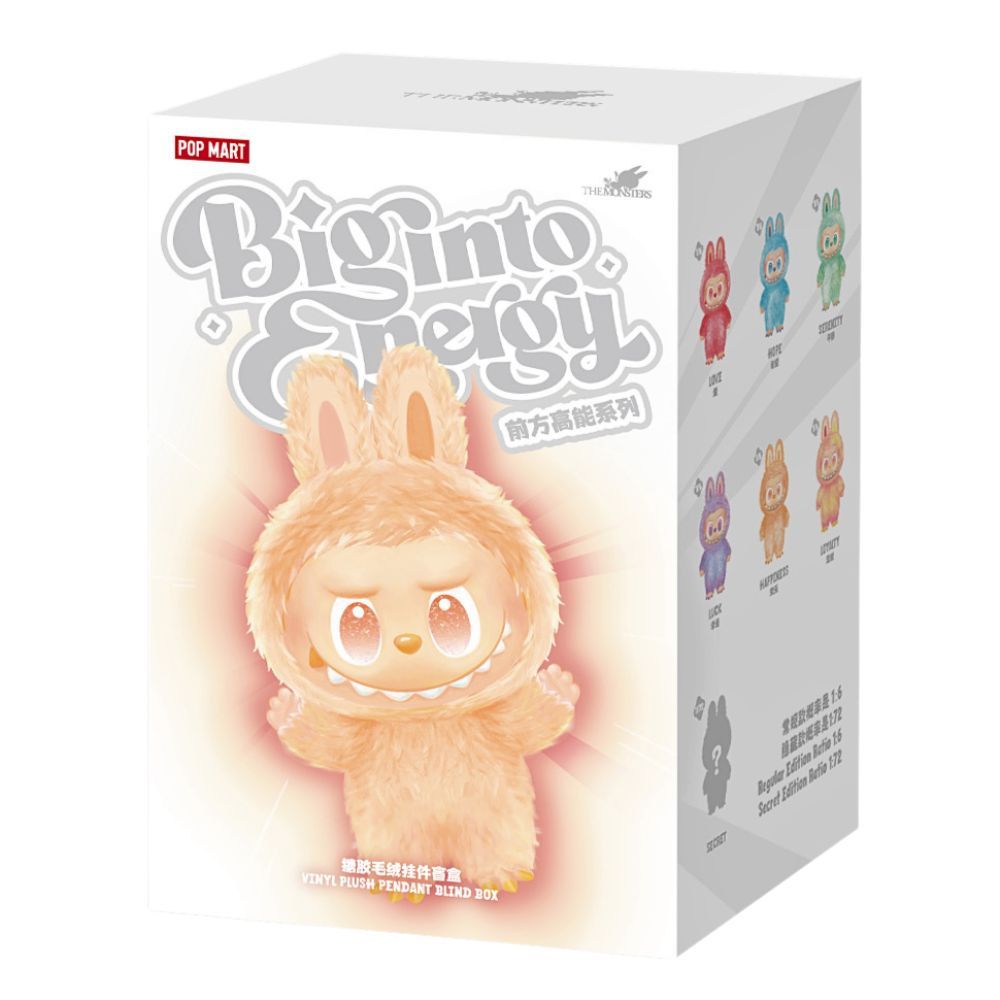 Verpackung mit Abbildung einer Figur. Aufschrift "Big into Energy". Mehrere Figuren abgebildet.