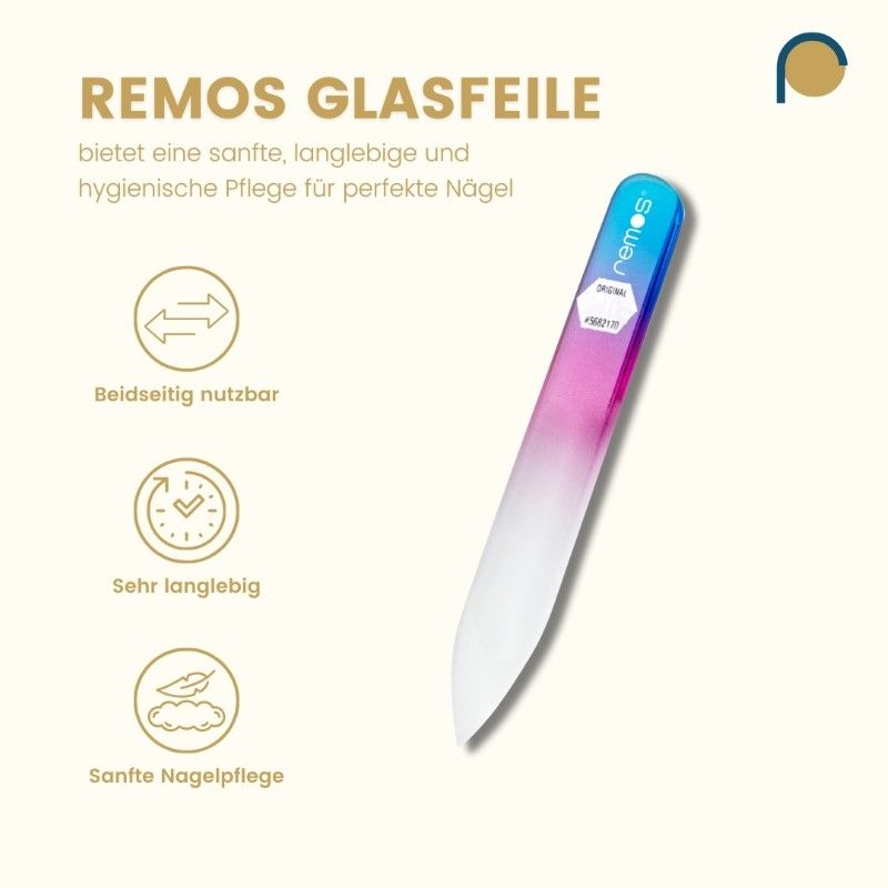 Glasnagelfeile, beidseitig nutzbar. Langlebig und sanfte Nagelpflege.
