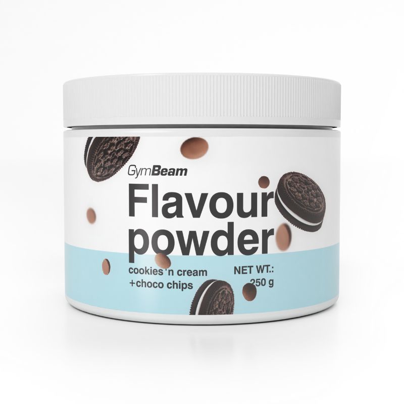 GymBeam Flavour Powder "Cookies 'n Cream + Choco Chips" in 250g Dose.