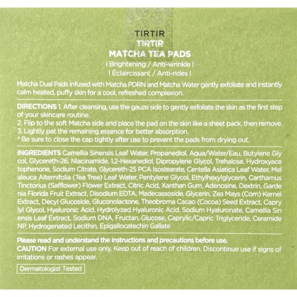 TIRTIR Matcha Tea Pads – klärende Toner-Pads mit Matcha