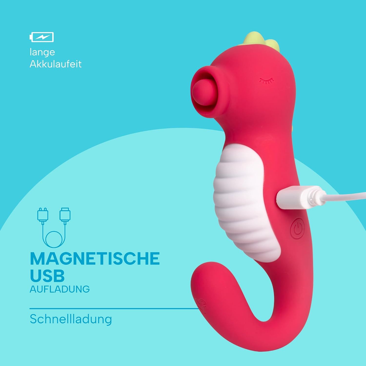 Roter Vibrator in Dinosaurierform, 12,5 cm lang, mit 2 cm Öffnung.