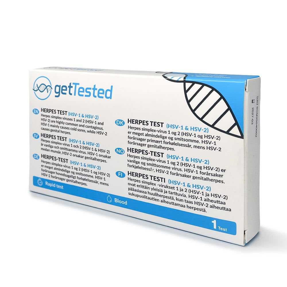 GetTested Herpes-Test-Packung. Enthält Informationen zu Herpes simplex Viren. Enthält 1 Test.
