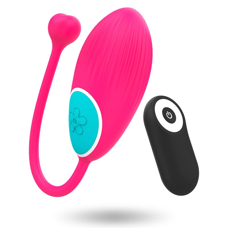 Pinker Vibrator mit Herz-Anhänger und Fernbedienung.