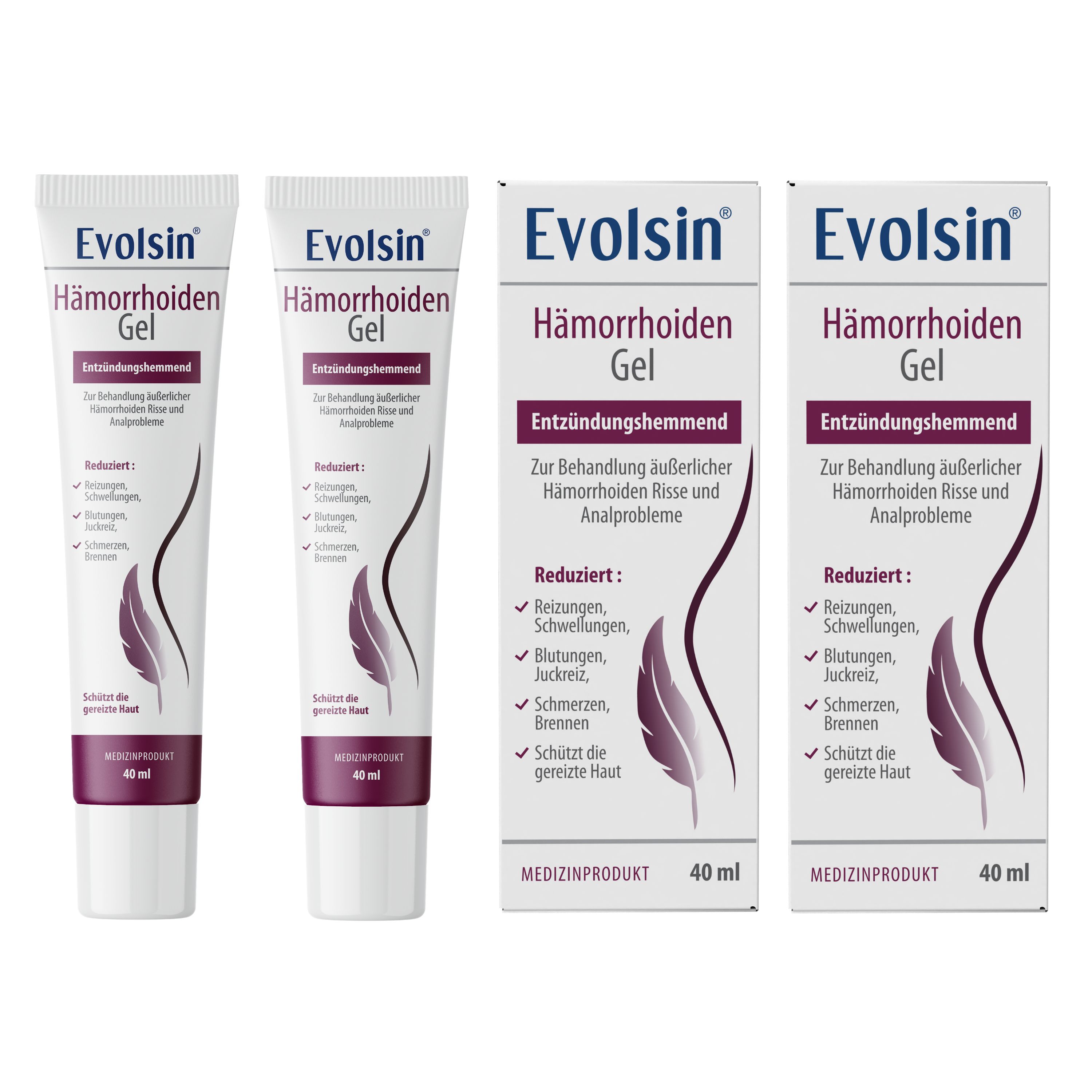 Evolsin® Hämorrhoiden Gel Doppelpack - Hämorrhoiden Salbe gegen Brennen, Schmerz & Juckreiz