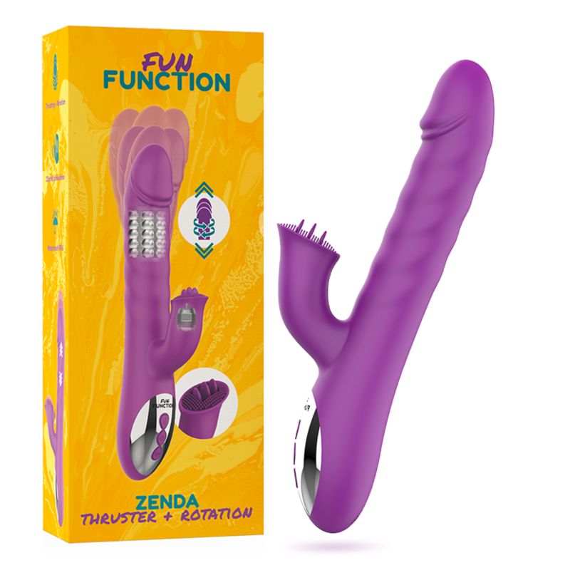 Vibrator und Verpackung. Verpackung mit Produktname und Abbildung des Vibrators.