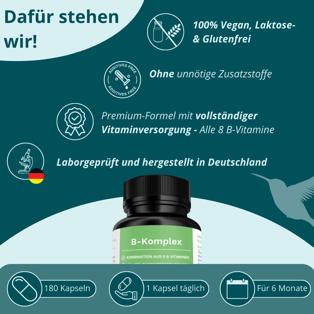 AVARIA CARE® Vitamin B Komplex – hochdosiert – 8 B-Vitamine & B12 – vegan