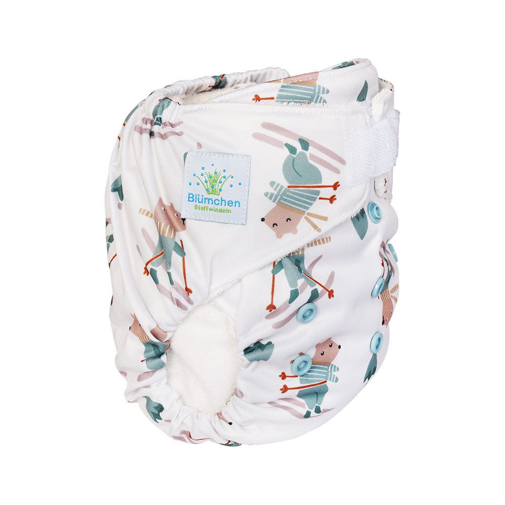Blümchen Pocketwindel mit Bambusfutter Klett Cozy Skiing