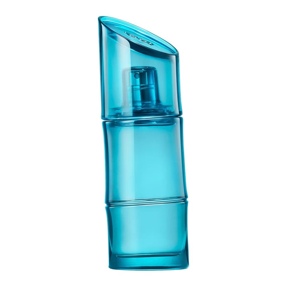 Blaues Kenzo Homme Eau de Toilette Marine Flakon. Schräge Kappe, zylindrischer Körper.