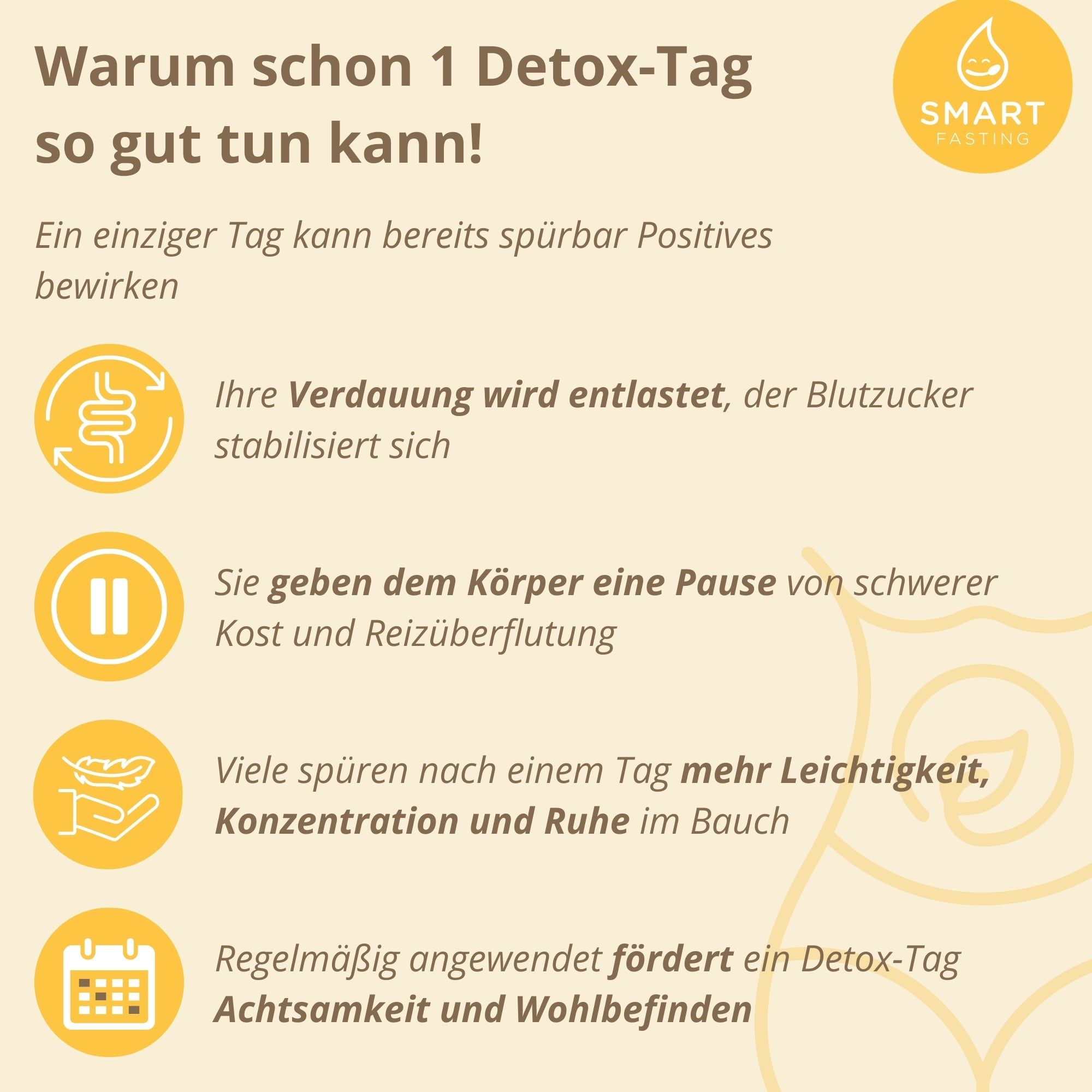 Smart Fasting®  1-Tages-Detox-Kur - DETOX ONE - vegan, natürlich - Fasten nach Buchinger