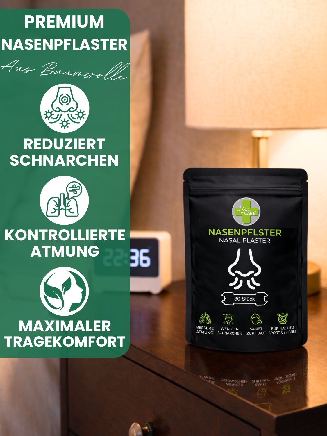 Premium Nasenpflaster aus Baumwolle: Reduziert Schnarchen, kontrolliert Atmung, maximaler Tragekomfort.