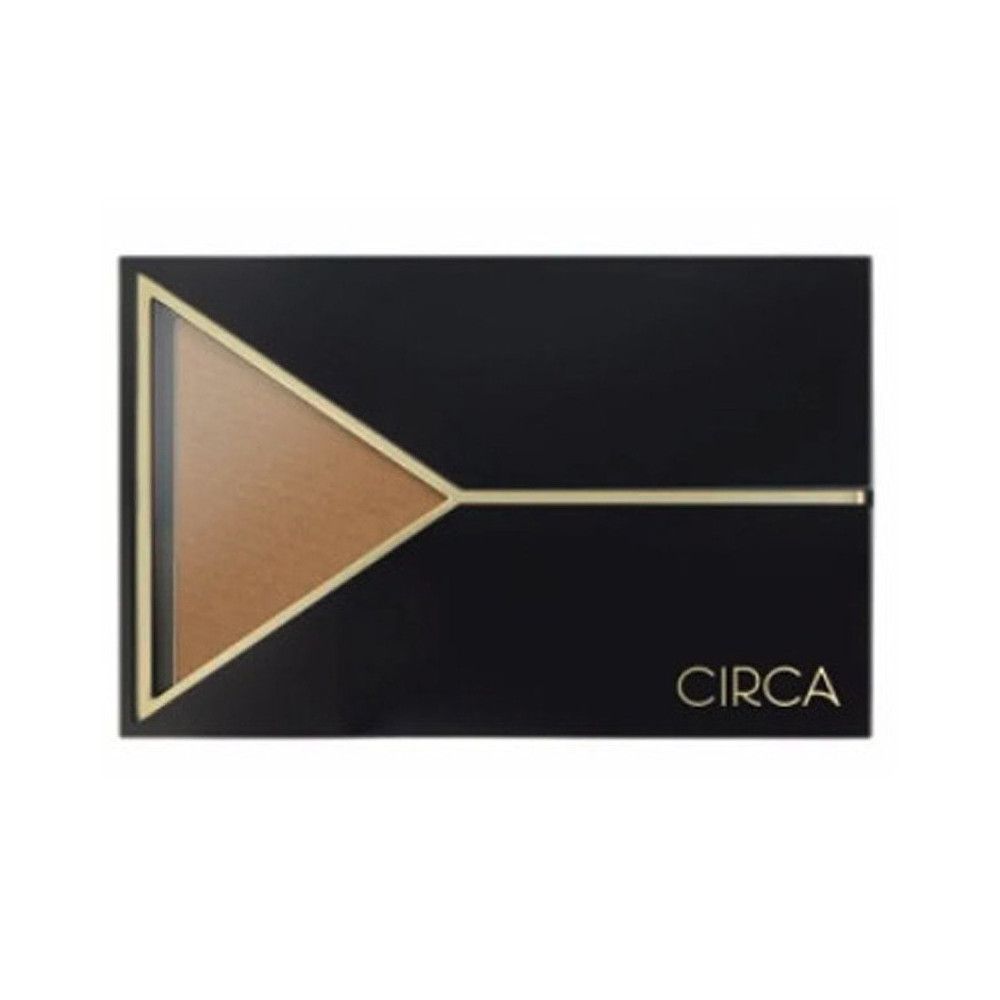 Schwarze Kosmetik-Palette mit goldfarbenen Akzenten und einem braunen Puderbereich. Der Markenname CIRCA ist sichtbar.