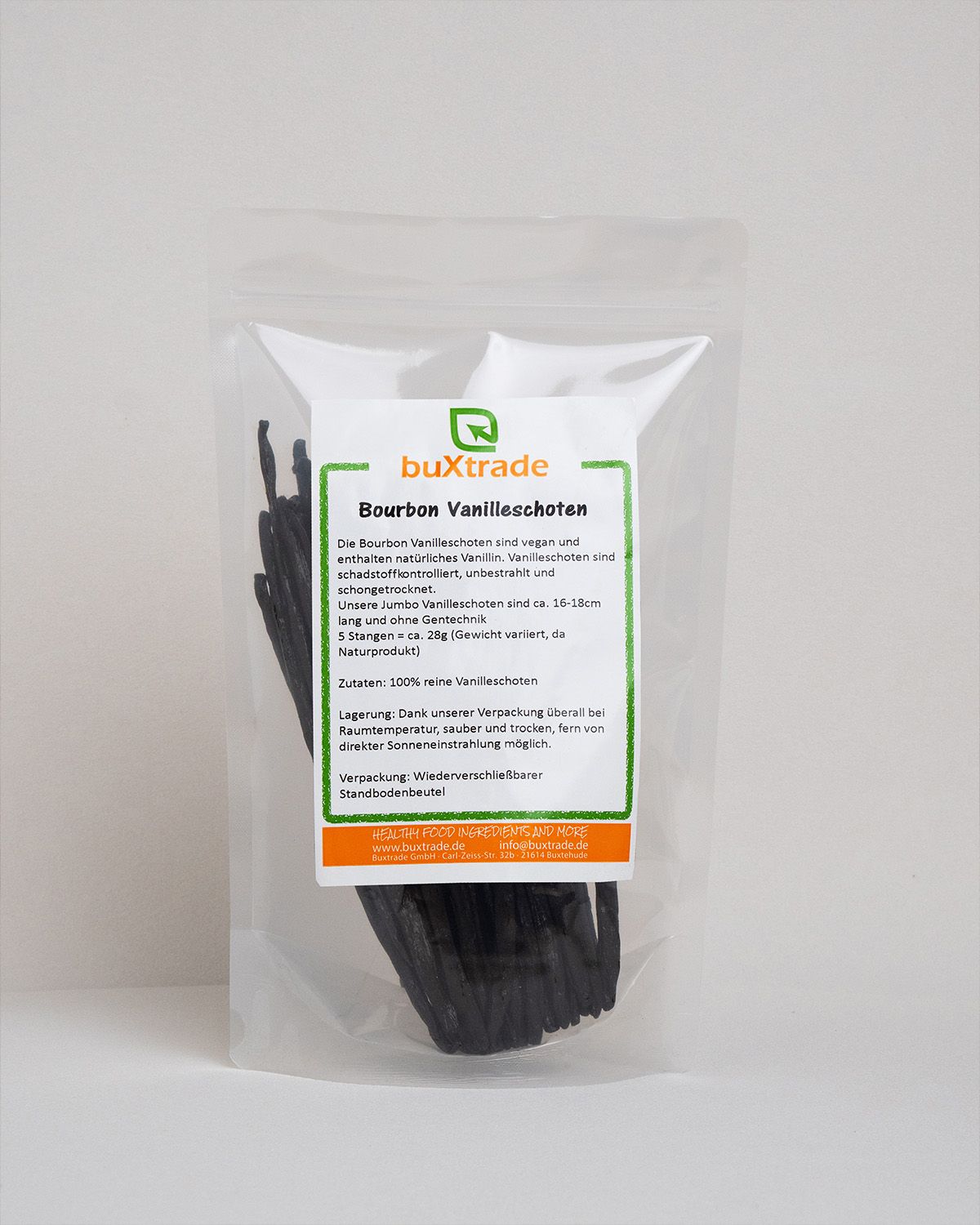 Verpackung mit Bourbon-Vanilleschoten, ca. 16-18cm lang.