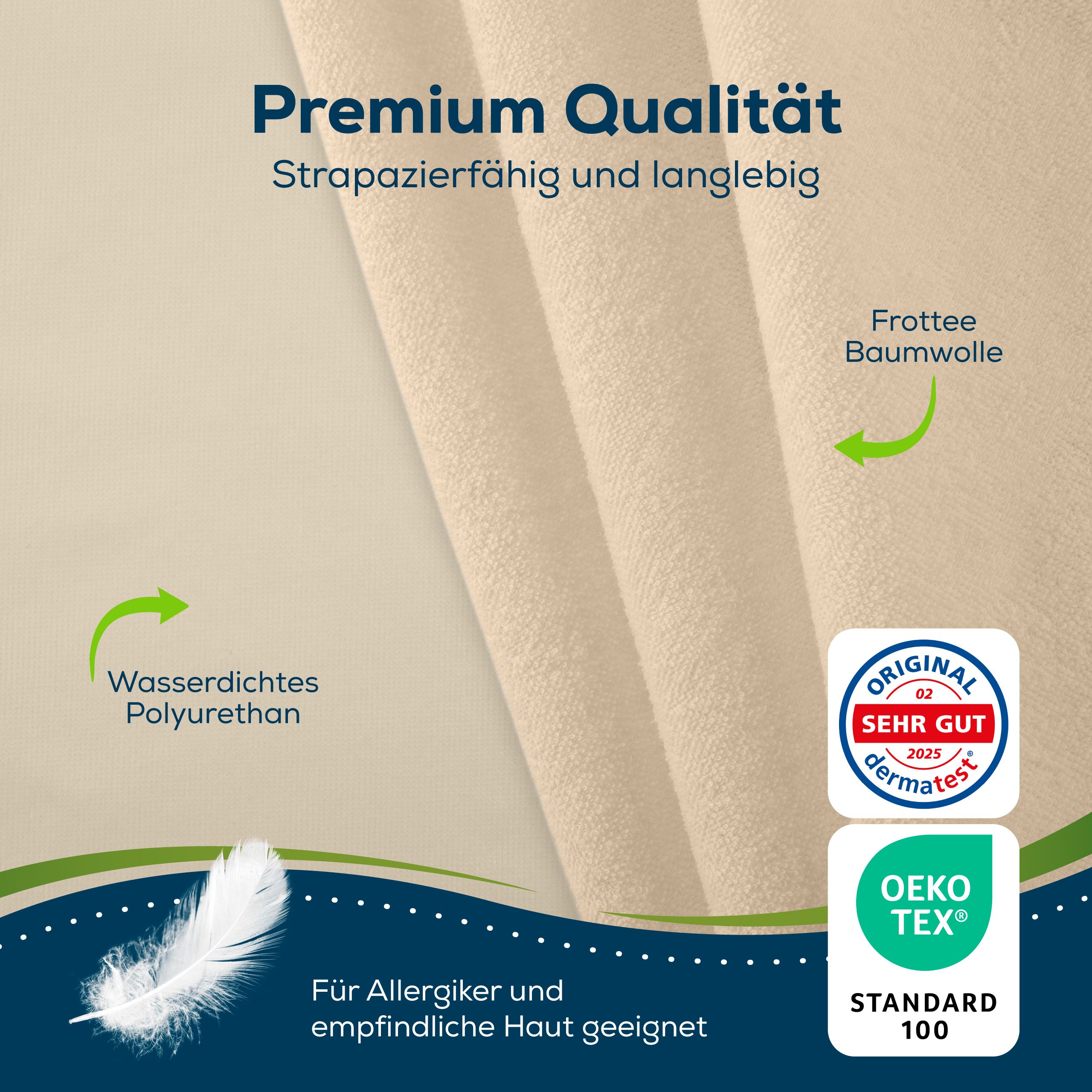 Sensalou Spannbettlaken wasserdicht 100 x 200 cm Inkontinenz Spannbetttuch - Beige