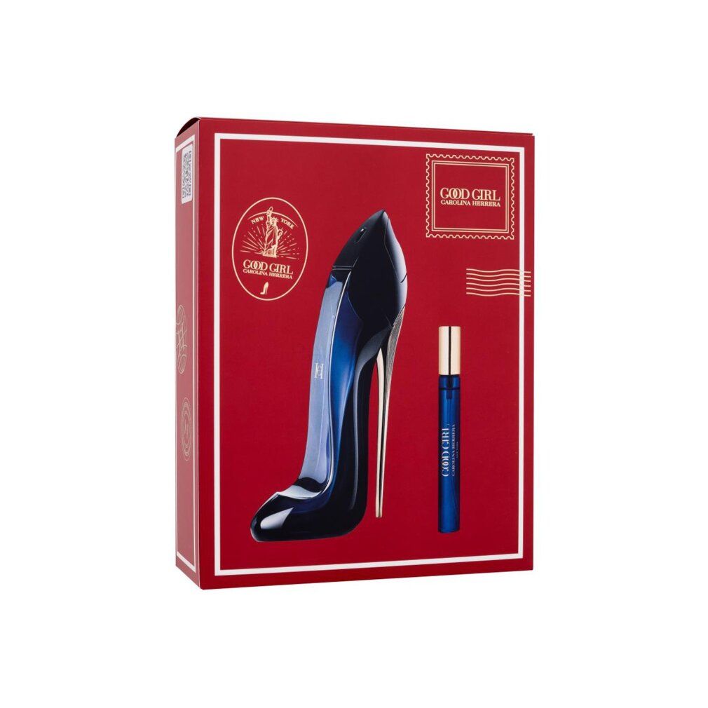 Carolina Herrera Good Girl Geschenkset mit Schuh-Parfümflakon und kleinem Rollerball.