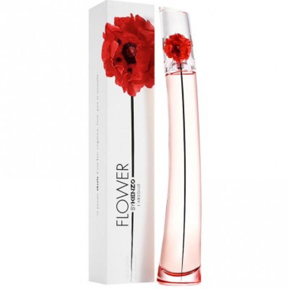 KENZO FLOWER L ABSOLUE EDP 100 ML Parfümflakon und Verpackung mit roter Mohnblume.