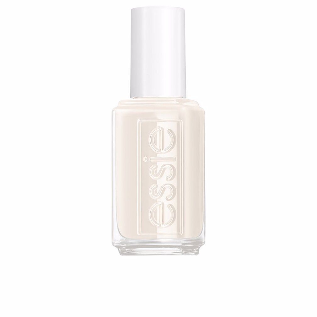 Nagellack-Flakon mit weißem Deckel. Aufschrift: essie. Farbe: helles Beige. Text: quick dry nail color, vernis séchage rapide, 10ml - .33 fl oz.