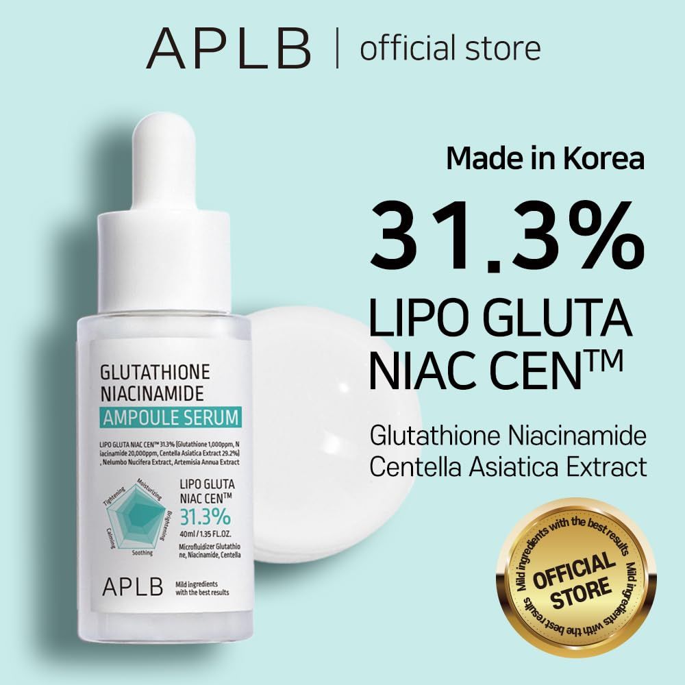 Serumflasche mit Pipette. Aufschrift: Glutathione Niacinamide Ampoule Serum. Text: 31,3% Lipo Gluta Niac Cen.