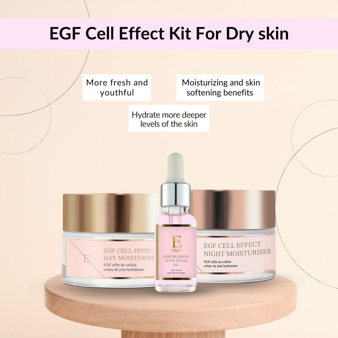 ErthSkin London EGF-Tagesfeuchtigkeitscreme + EGF-Nachtfeuchtigkeitscreme + Rosenblüten-Gesichtsöl