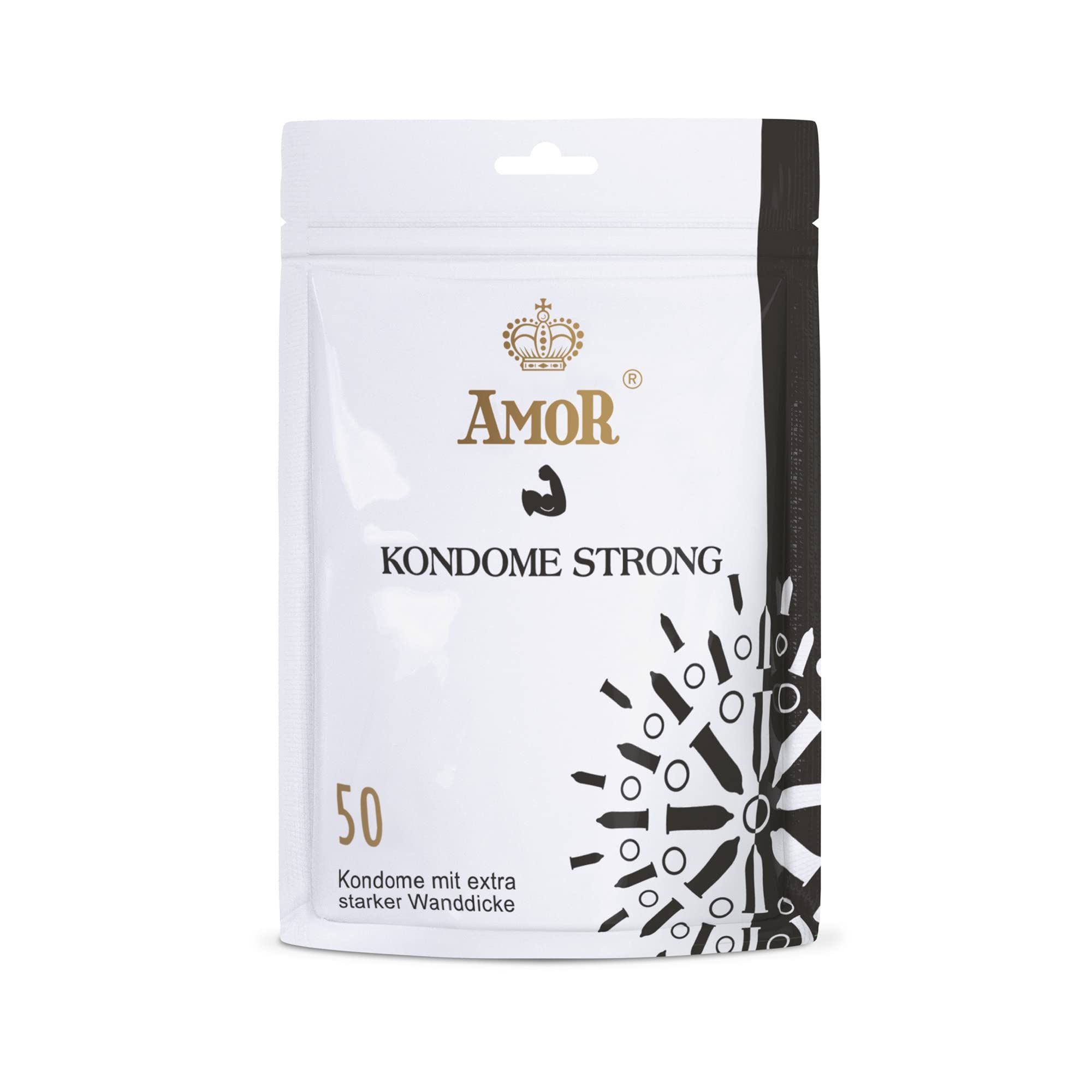 AMOR Kondome Strong Packung mit 50 Stück, mit extra starker Wanddicke.