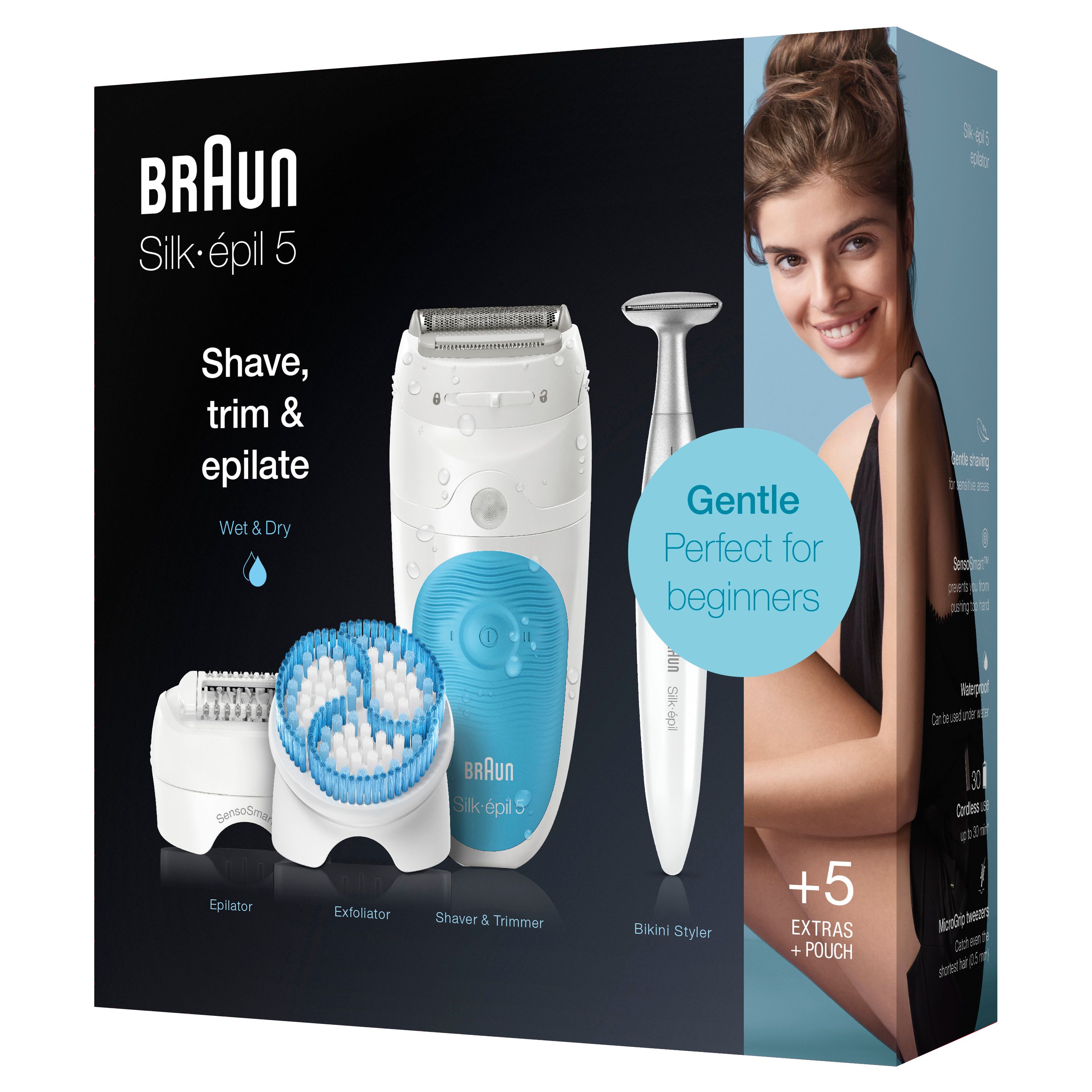 Braun - Epilierer "Silk-épil 5-815 SensoSmartTM" in Weiß/Blau