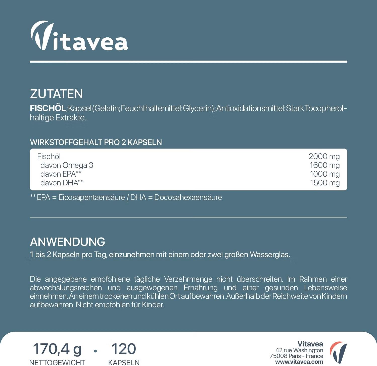 Vitavea Omega-3 Wildfischöl