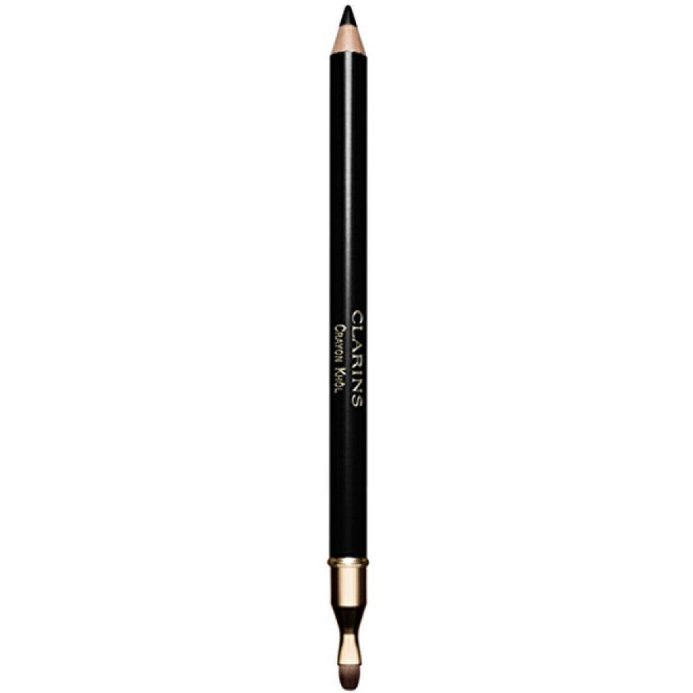 Schwarzer Kajalstift mit Applikator. Auf dem Stift steht Clarins Crayon Khôl.