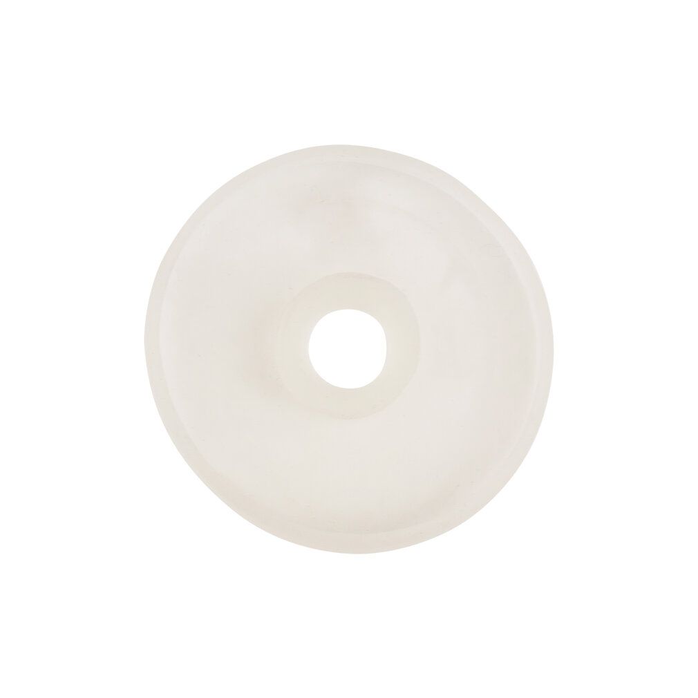 Ringförmiges Produkt aus hellem Material. Zentrales Loch. Runde Form.