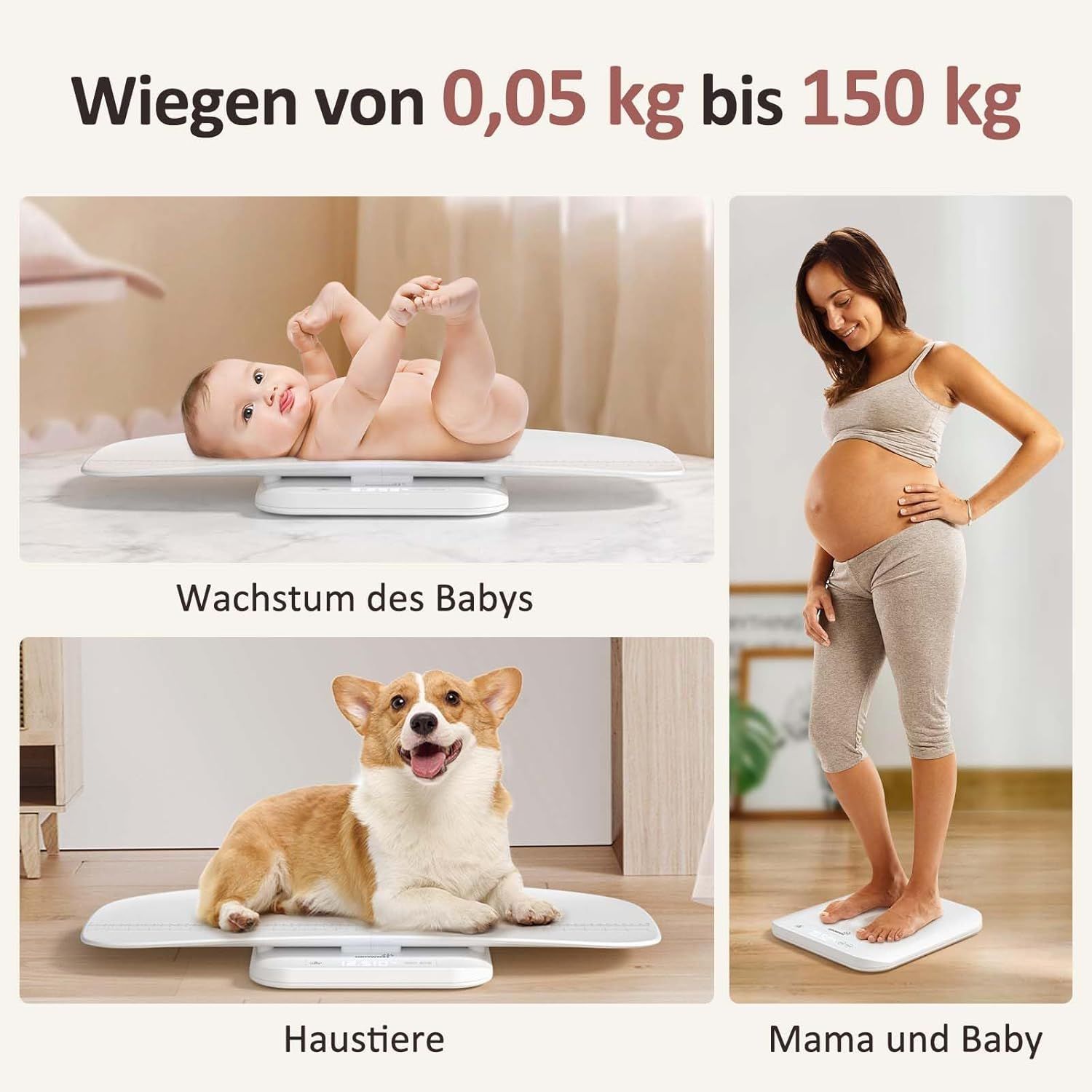 Grownsy Babywaage mit Abnehmbarem Tablett