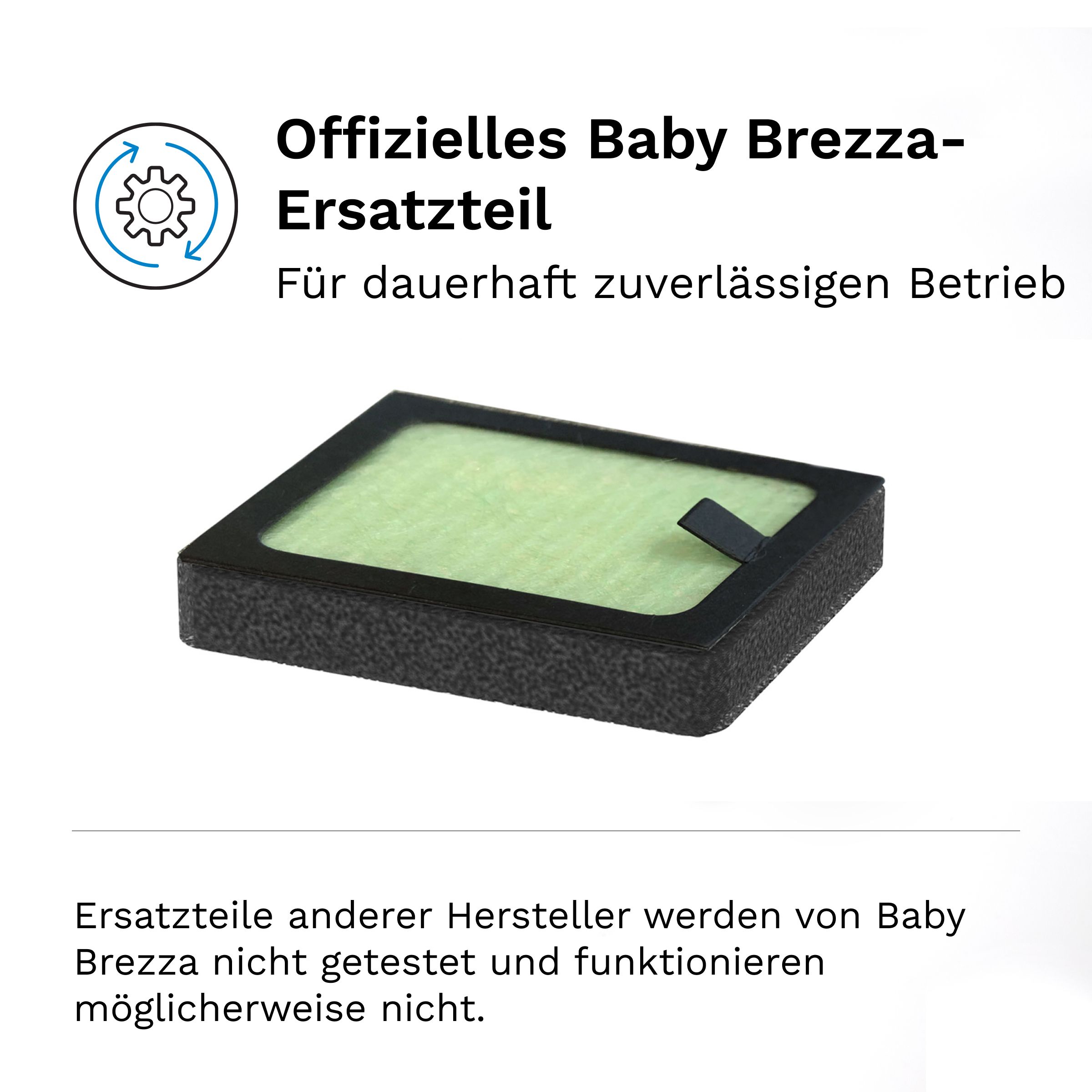 Ein rechteckiger HEPA-Filter mit schwarzem Rahmen und weißem Filtermedium.