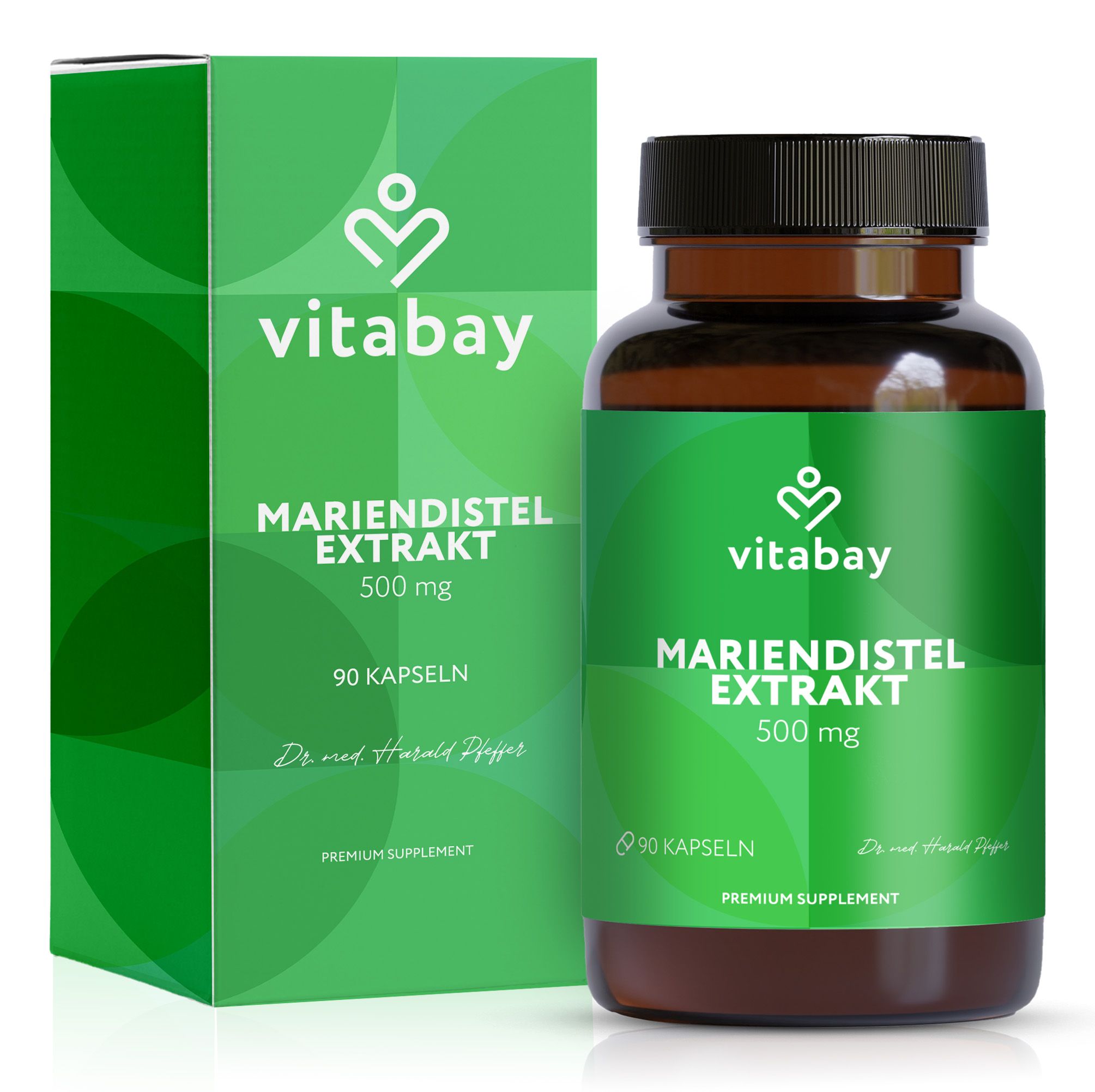 Vitabay Mariendistel Extrakt 500 mg Kapseln und Verpackung.