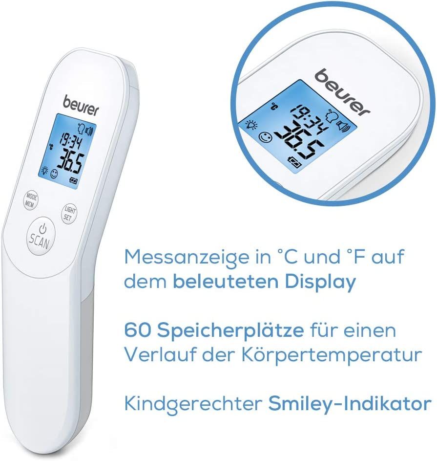 Beurer kontaktloses digitales Infrarotthermometer, schnelles Fieberthermometer zur hygienischen