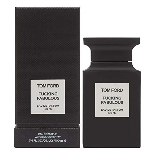 Schwarzer Flakon und Box. Aufschrift: TOM FORD, FUCKING FABULOUS, Eau de Parfum. Box mit Text.