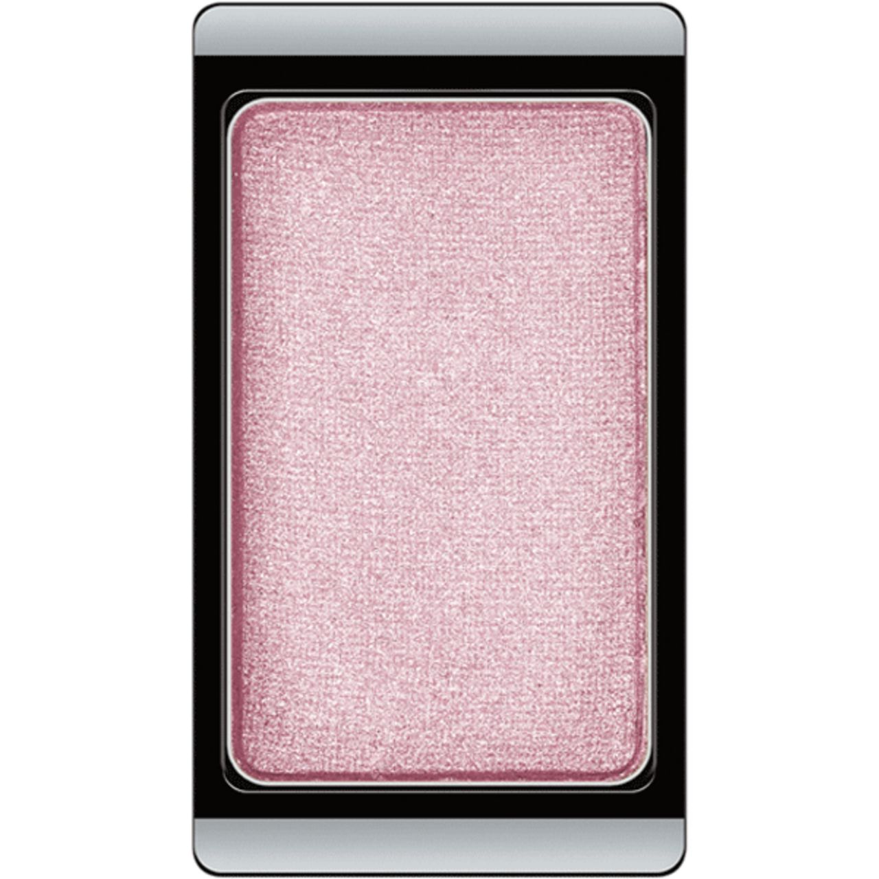 Artdeco Eyeshadow. Rosa Lidschatten in rechteckiger Form. Schwarzer Rahmen mit silberner Umrandung.