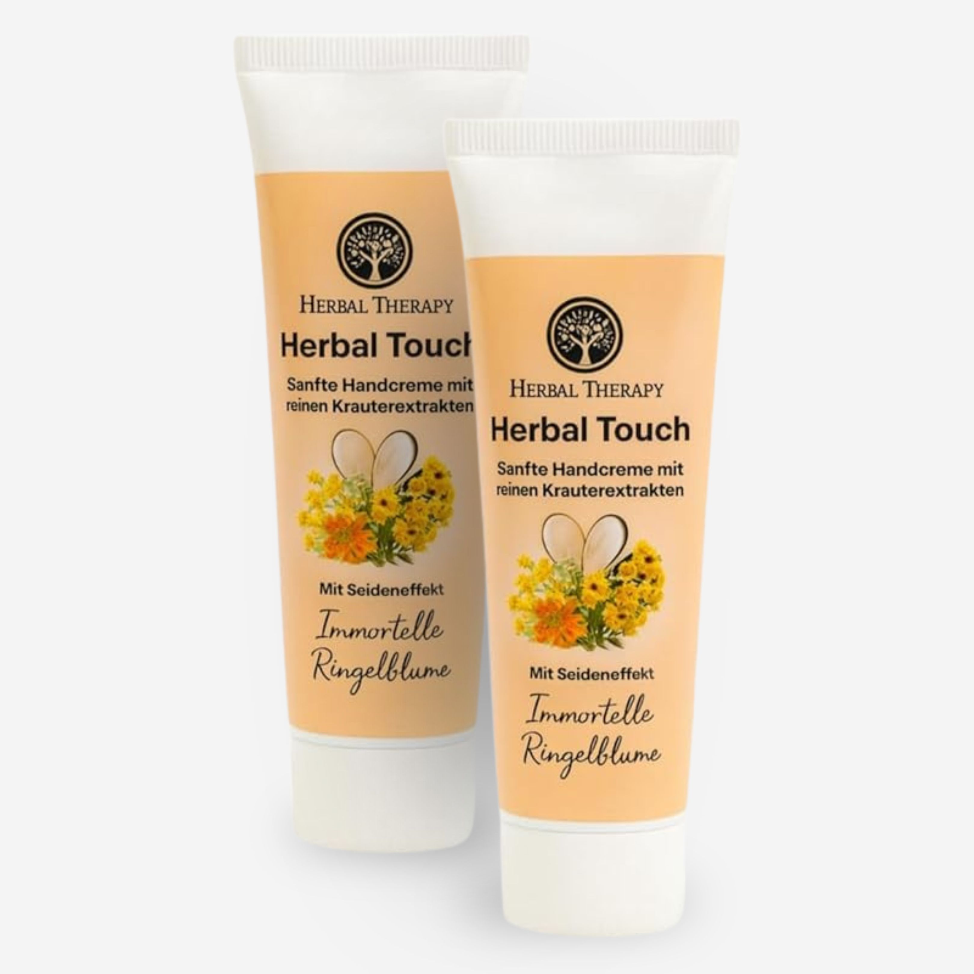 Zwei Tuben Herbal Therapy Herbal Touch Handcreme mit Immortelle Ringelblume.