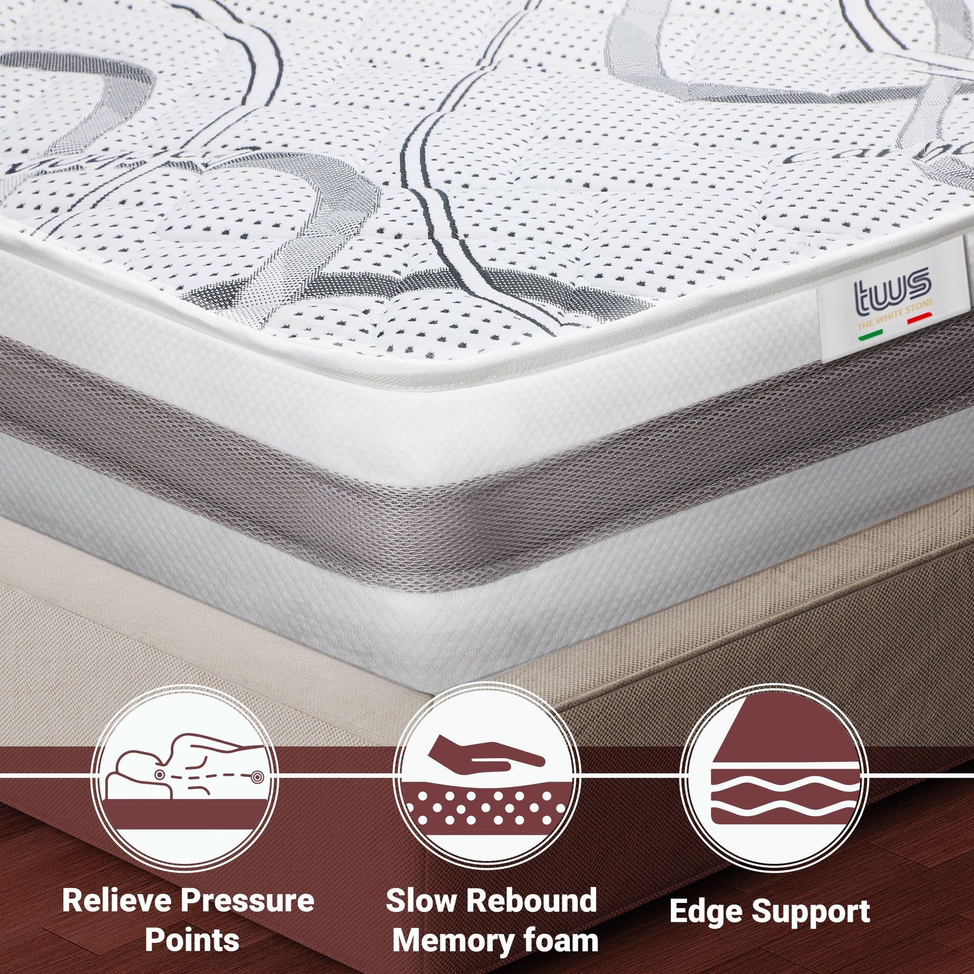 The White Stone Memory Foam Matratze 180x190 cm Höhe 27 cm