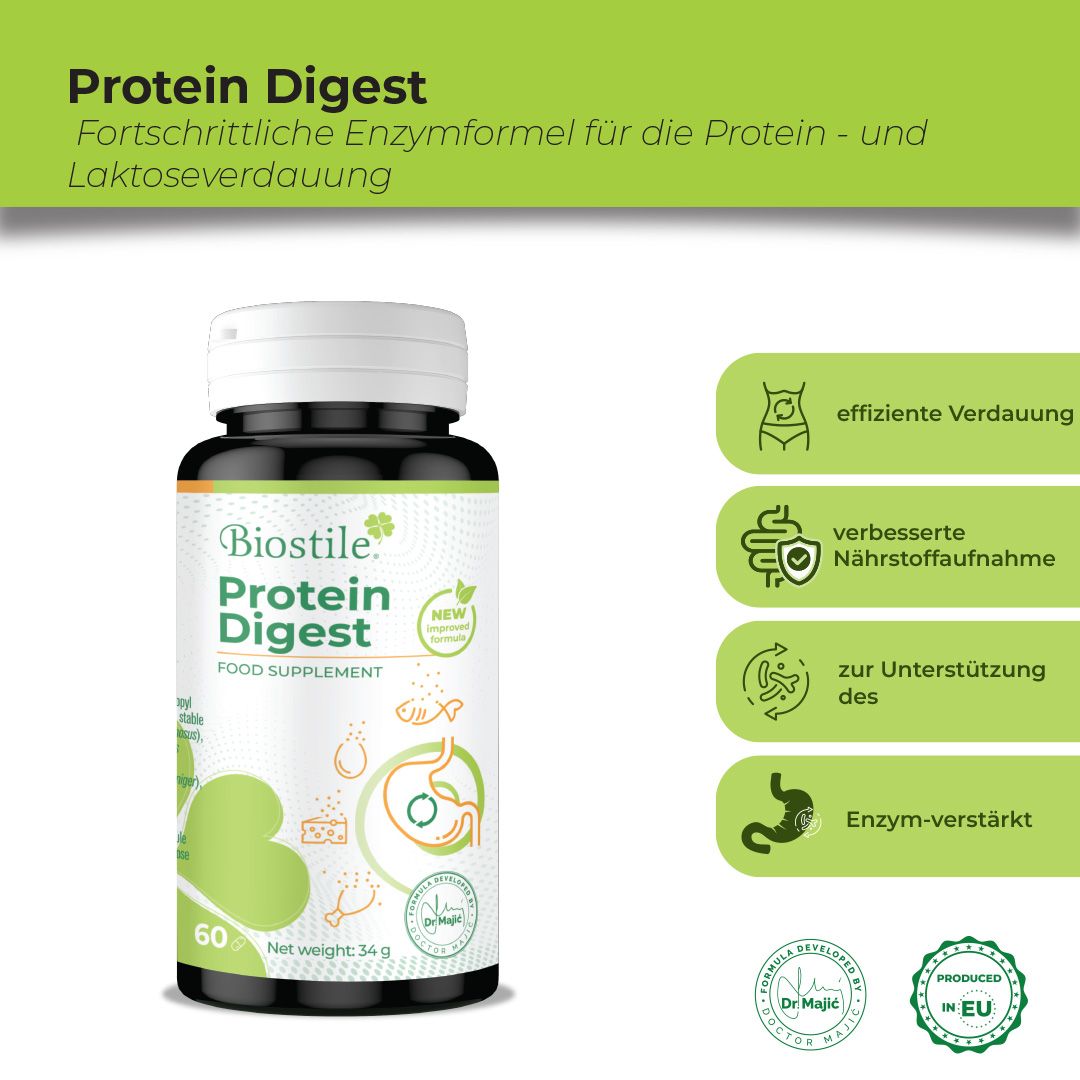Biostile Protein Digest: Umfassende Enzymformel für maximale Verdauungsunterstützung.