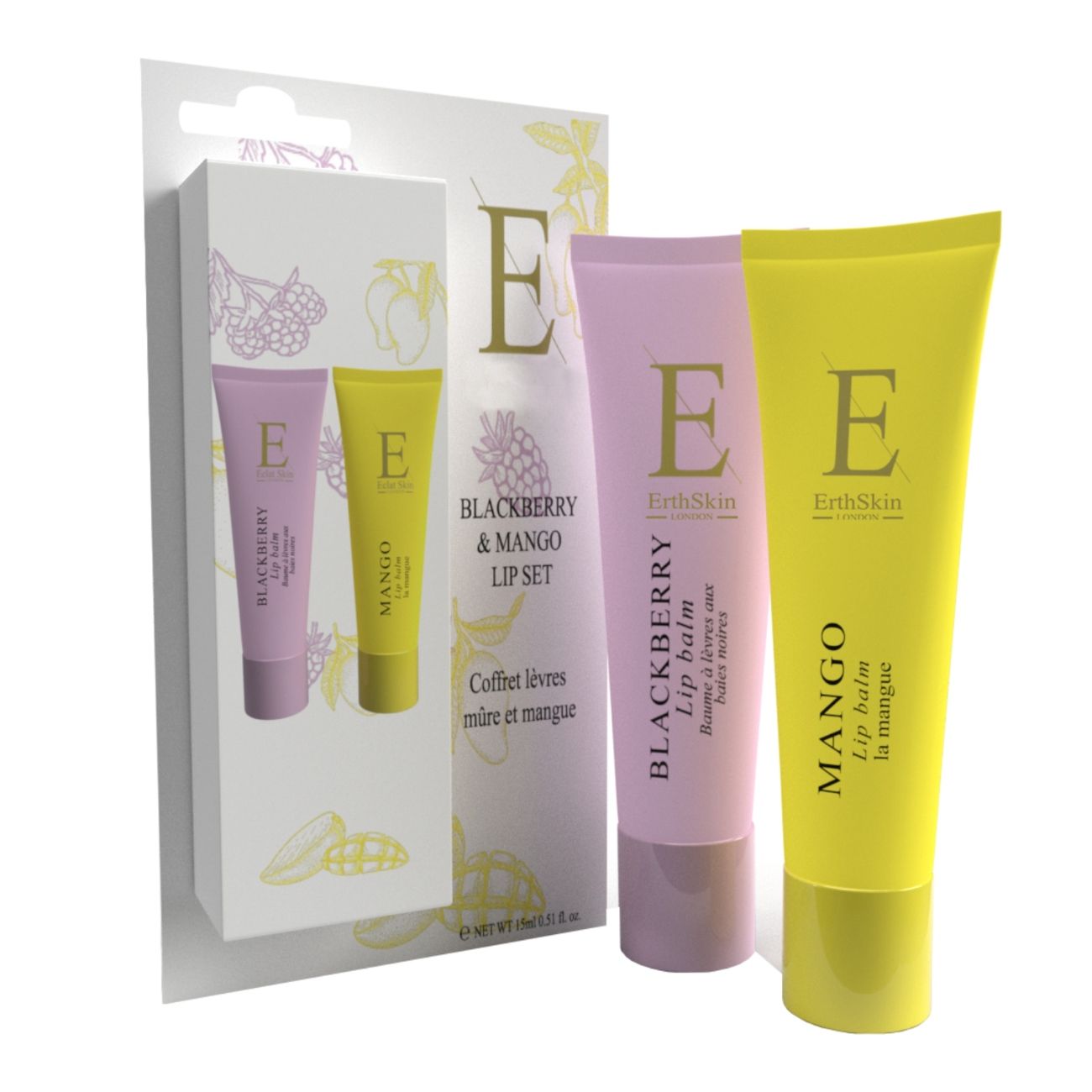 ErthSkin London Erth – Lippenbalsam-Set mit Mango und Brombeere