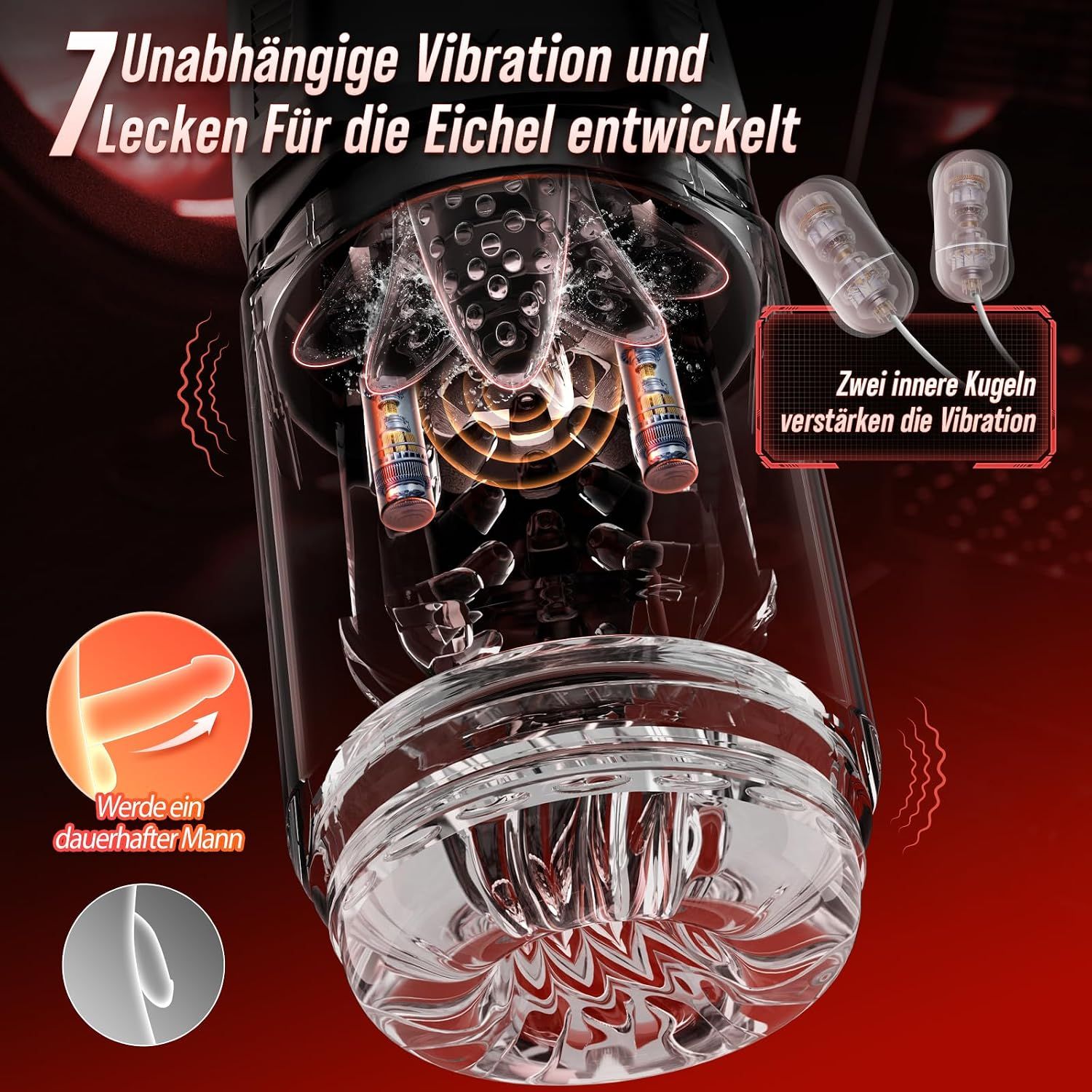 Elektrischer Masturbator mit 7 internen Stoß- und 360°-Drehmodi, volle Stimulation, kein Einklemmen der Haare.