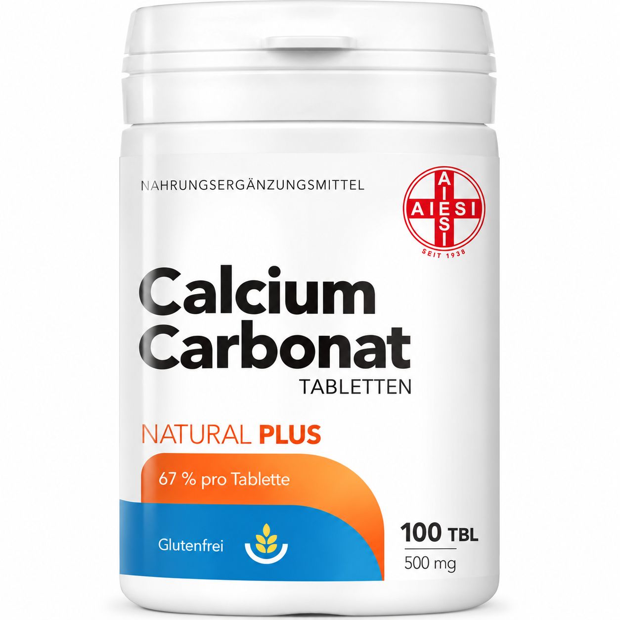 Aiesi Calcium Carbonat Tabletten Flasche, 100 Tabletten.