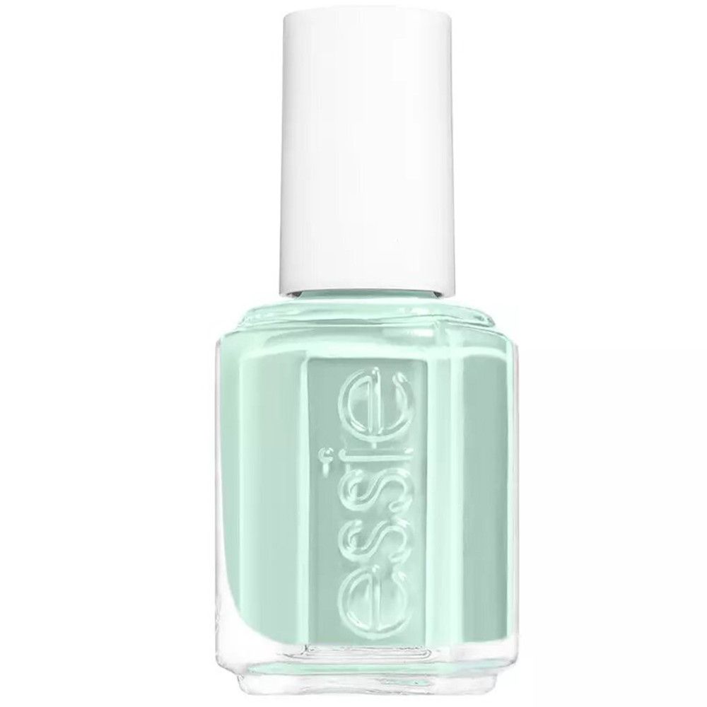 Essie Nagellackflasche in Mintgrün mit weißem Deckel.