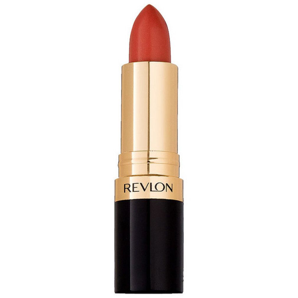 Lippenstift mit schwarzem Boden, goldener Mitte und orangefarbener Spitze. REVON-Logo sichtbar.