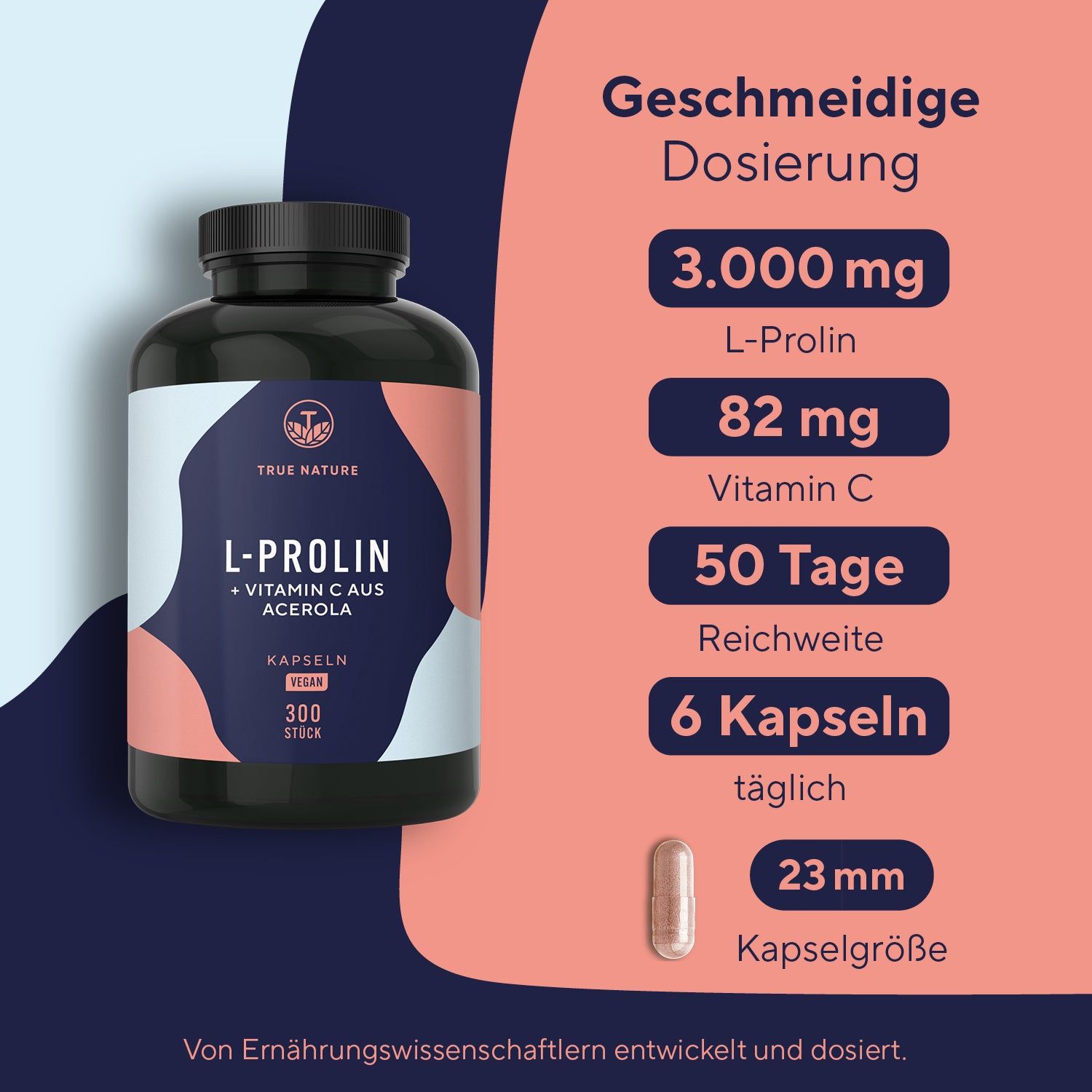 TRUE NATURE® L-Prolin Kapseln - Mit Acerola & Vitamin C für die Kollagenbildung