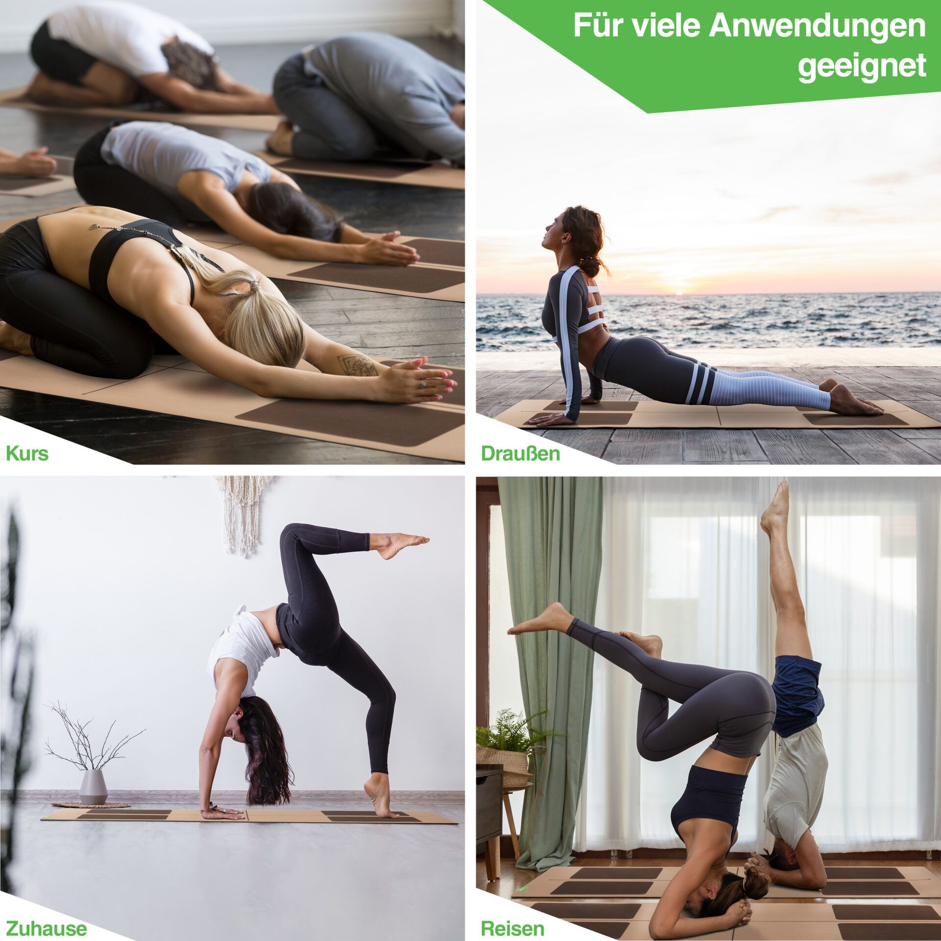 BACKLAxx® Yogamatte Kork mit Naturkautschuk 183x61x0,4cm