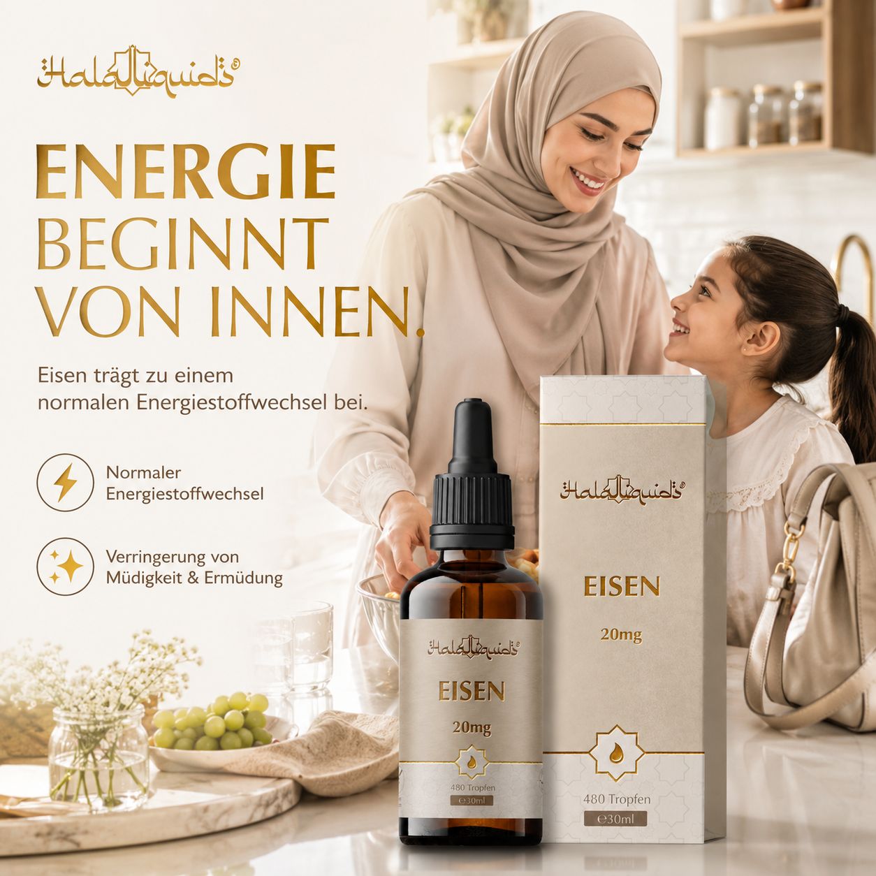 Halal Food - Eisen Tropfen - vegan & hochdosiert