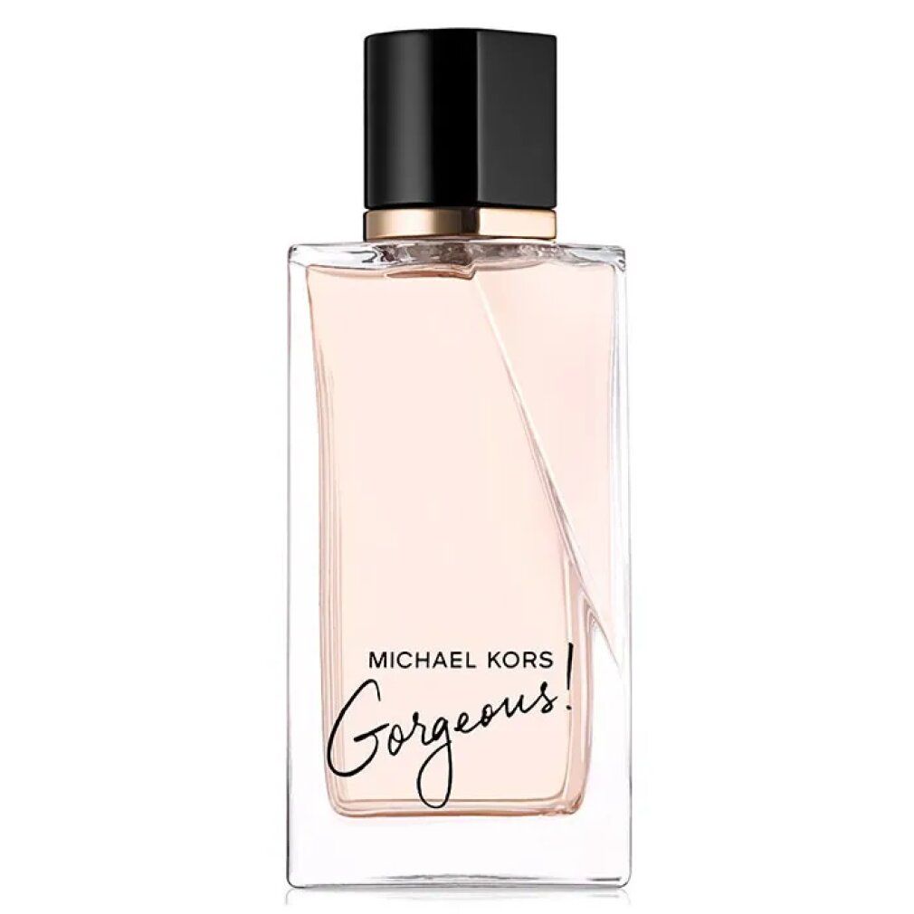 Michael Kors Gorgeous Eau de Parfum Flakon mit schwarzem Verschluss.