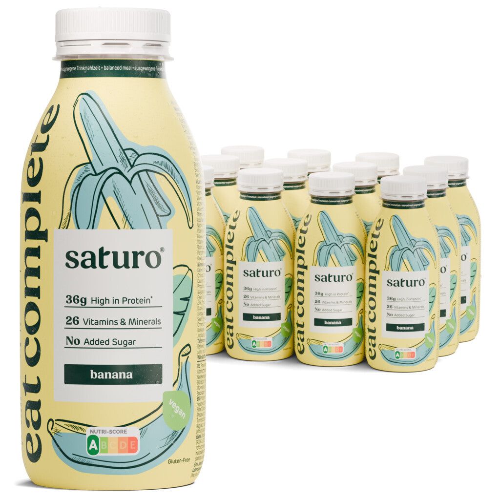 Saturo Trinknahrung Vegan Banane | Astronautennahrung Mit Protein | Trinkmahlzeit Mit Nährstoffen