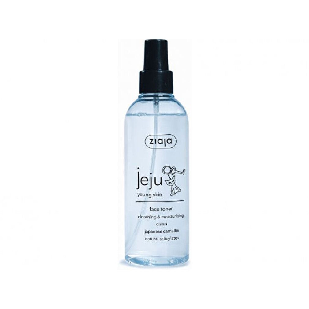 Ziaja Jeju Gesichtswasser, 200ml, transparente Flasche mit schwarzem Sprühkopf.